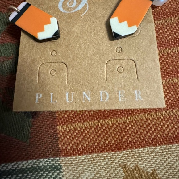 New Plunder Earrings “Sharp Minds” - Pencil With Pearl Studs - 1.5" - Picture 4 of 9